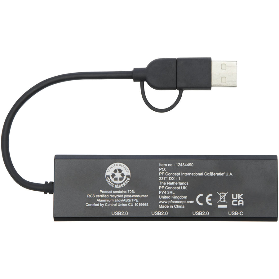 G124344 Hub USB 2.0 in alluminio riciclato RCS Rise