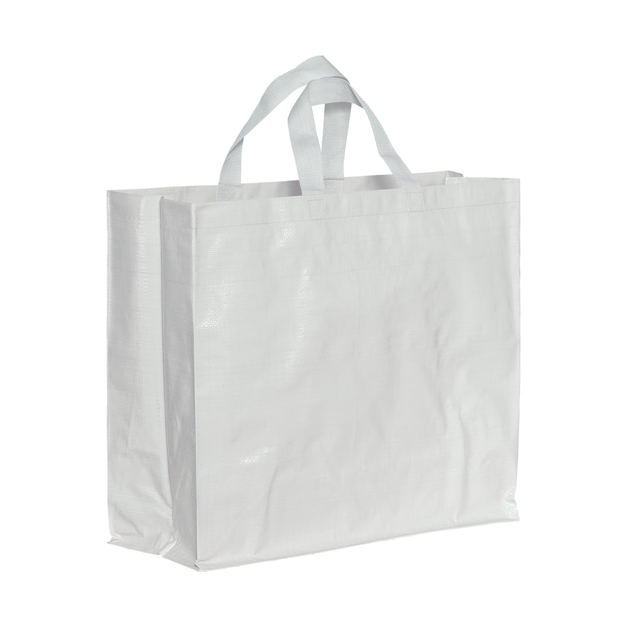 G23135 Shopper in PP  riciclato laminato 120g/m2, manici corti e soffietto