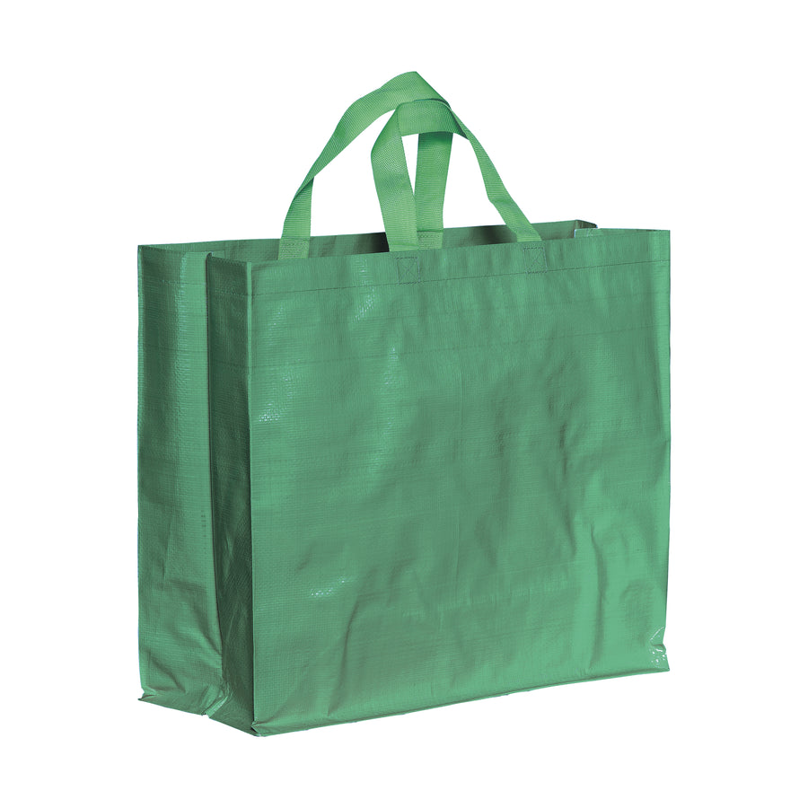 G23135 Shopper in PP  riciclato laminato 120g/m2, manici corti e soffietto