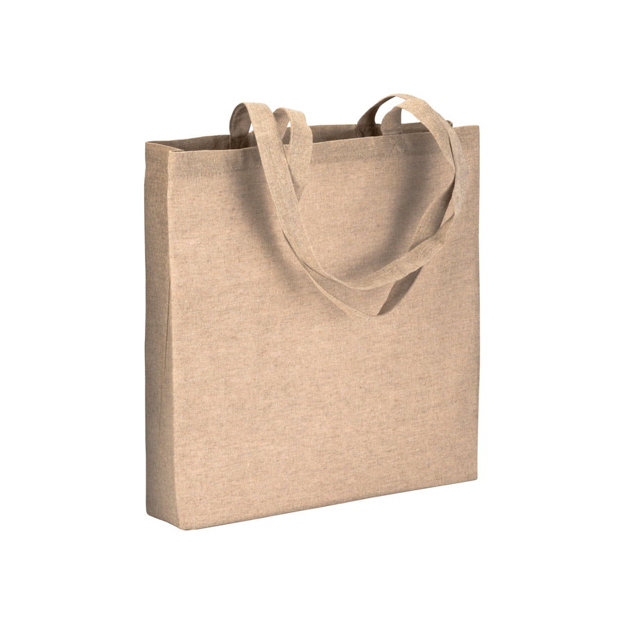 G17153 Shopper con soffietto in cotone riciclato 150 g/m2 effetto melange, manici lunghi