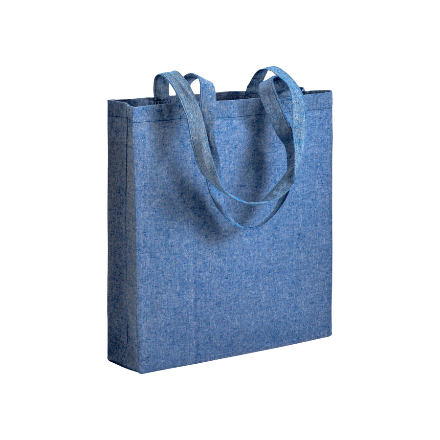 G17153 Shopper con soffietto in cotone riciclato 150 g/m2 effetto melange, manici lunghi