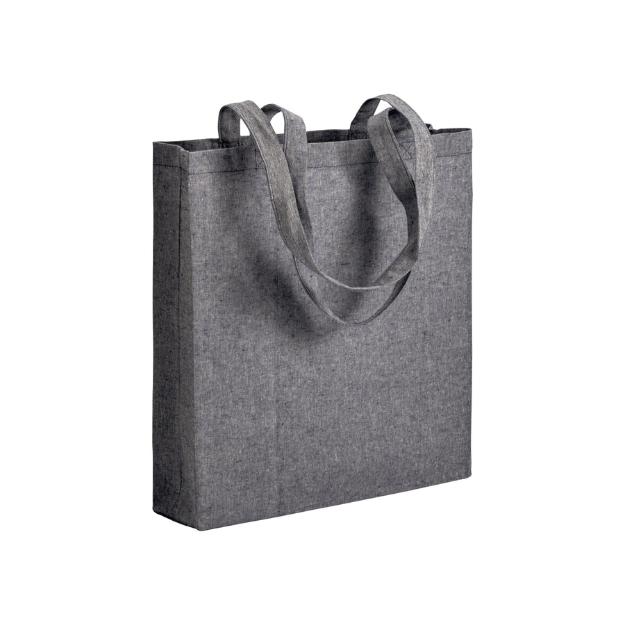 G17153 Shopper con soffietto in cotone riciclato 150 g/m2 effetto melange, manici lunghi