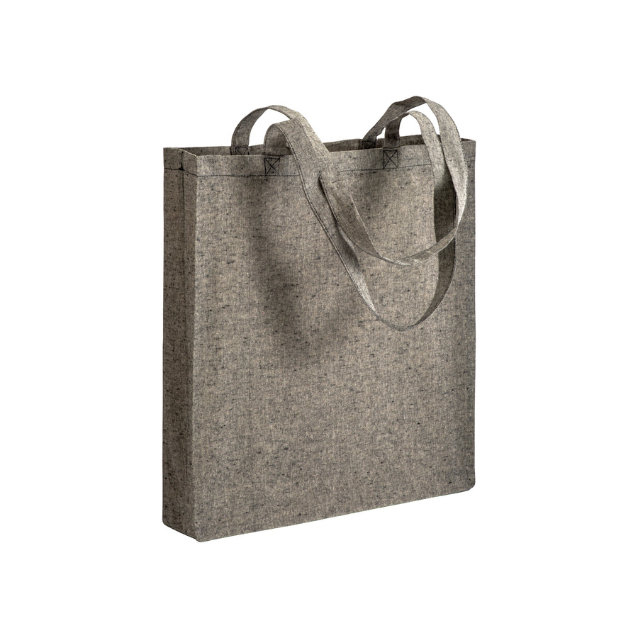 G17153 Shopper con soffietto in cotone riciclato 150 g/m2 effetto melange, manici lunghi