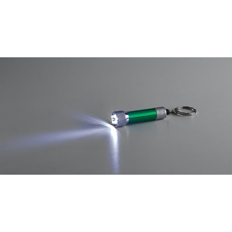 G95092 RE-LERGAN. Portachiavi in alluminio (riciclato al 92%) con torcia LED a 3 luci