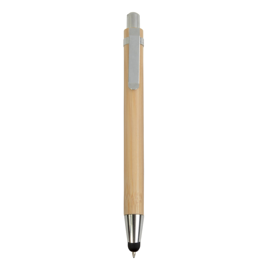 G22810 Penna a scatto in bambu con gommino per touch screen